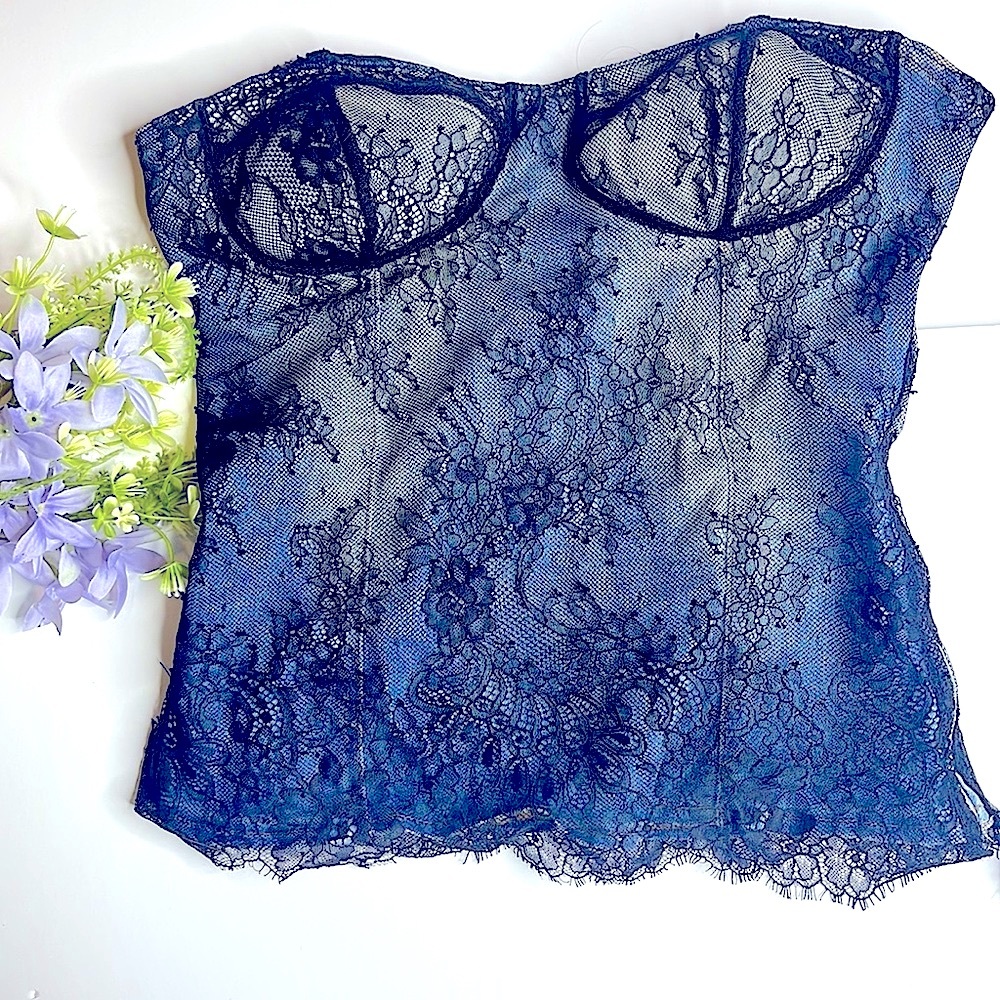 Lace + denim corset